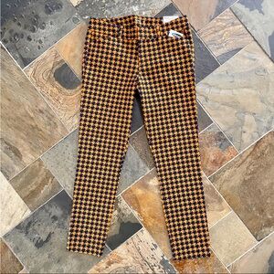 Old Navy•NWT•Size 4•Pixie Ankle Pants•Navy/Golden Mustard Houndstooth•Belt Loops